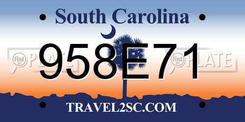 958E71 South Carolina License Plate