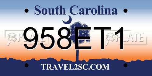 958ET1 South Carolina License Plate