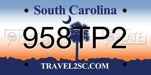 958TP2 South Carolina License Plate