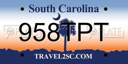 958TPT South Carolina License Plate