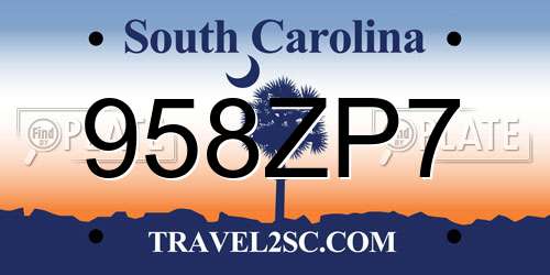 958ZP7 South Carolina License Plate