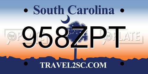 958ZPT South Carolina License Plate