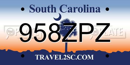 958ZPZ South Carolina License Plate