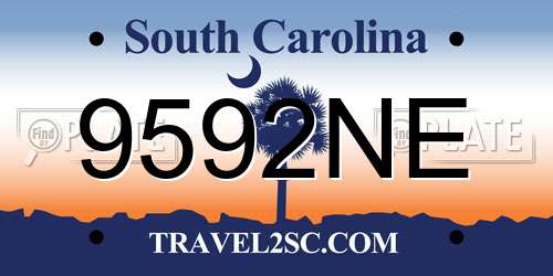 9592NE South Carolina License Plate