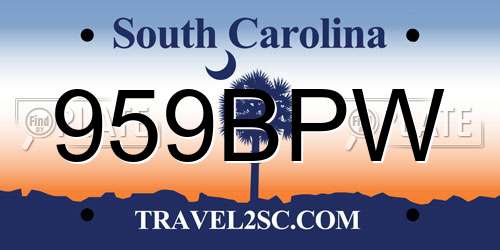 959BPW South Carolina License Plate