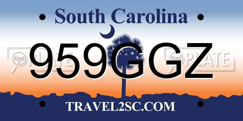 959GGZ South Carolina License Plate