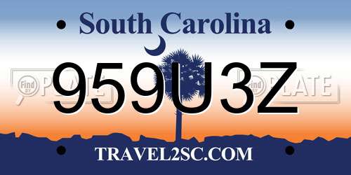 959U3Z South Carolina License Plate