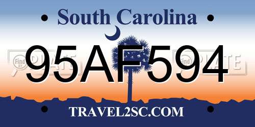 95AF594 South Carolina License Plate