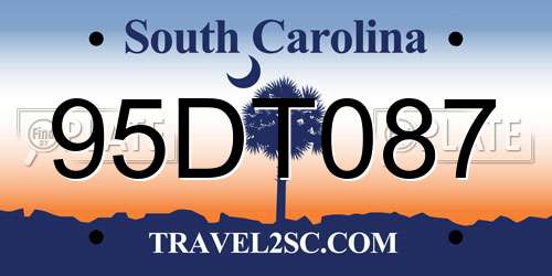 95DT087 South Carolina License Plate
