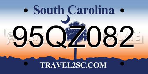 95QZ082 South Carolina License Plate