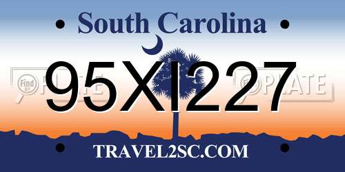 95XI227 South Carolina License Plate