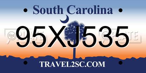 95XJ535 South Carolina License Plate