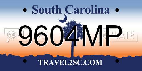 9604MP South Carolina License Plate