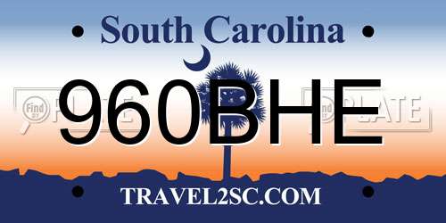 960BHE South Carolina License Plate
