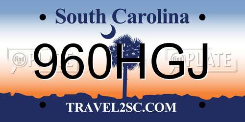 960HGJ South Carolina License Plate