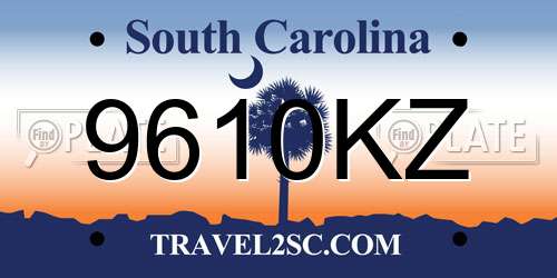 9610KZ South Carolina License Plate