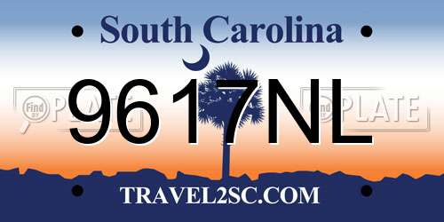 9617NL South Carolina License Plate