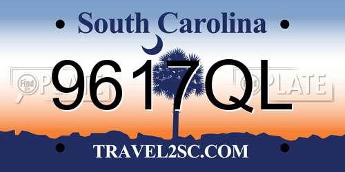 9617QL South Carolina License Plate
