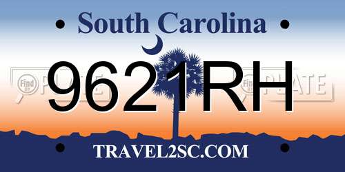 9621RH South Carolina License Plate