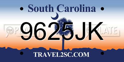 9625JK South Carolina License Plate