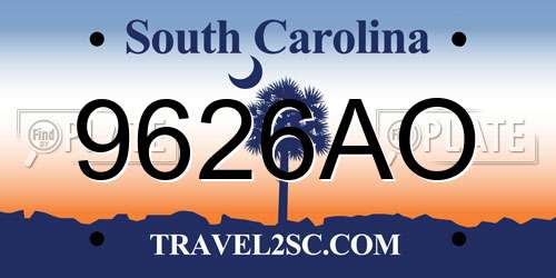 9626AO South Carolina License Plate