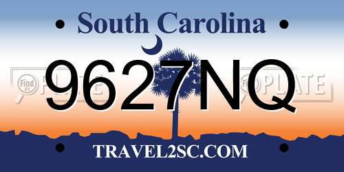9627NQ South Carolina License Plate