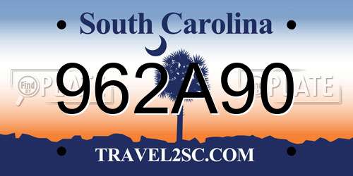 962A90 South Carolina License Plate