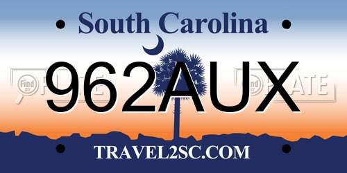 962AUX South Carolina License Plate