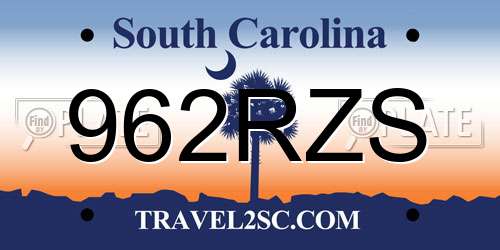 962RZS South Carolina License Plate