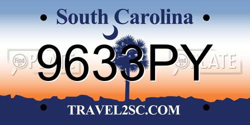 9633PY South Carolina License Plate