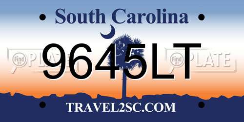 9645LT South Carolina License Plate