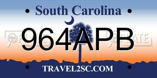 964APB South Carolina License Plate