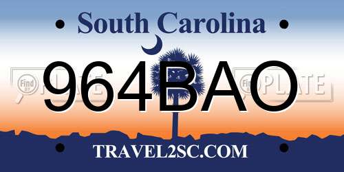 964BAO South Carolina License Plate