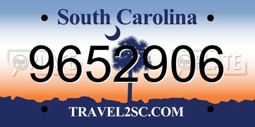 9652906 South Carolina License Plate
