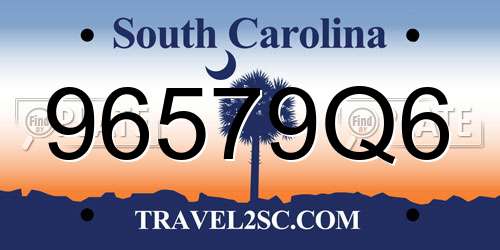 96579Q6 South Carolina License Plate