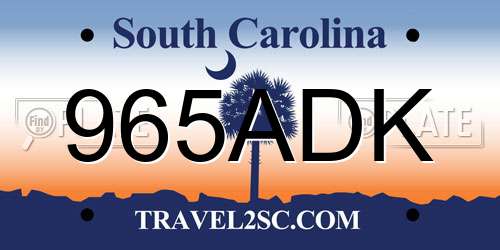 965ADK South Carolina License Plate