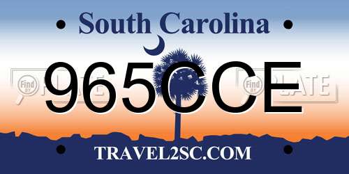 965CCE South Carolina License Plate