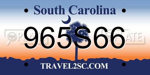 965S66 South Carolina License Plate