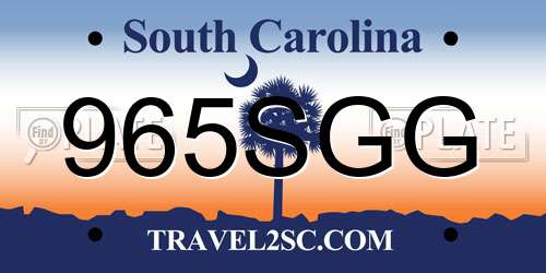 965SGG South Carolina License Plate