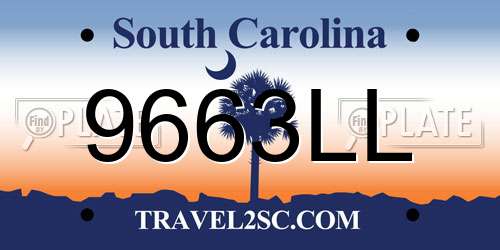 9663LL South Carolina License Plate