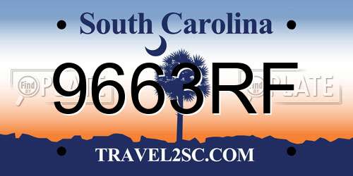 9663RF South Carolina License Plate