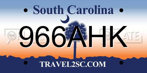 966AHK South Carolina License Plate