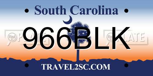 966BLK South Carolina License Plate