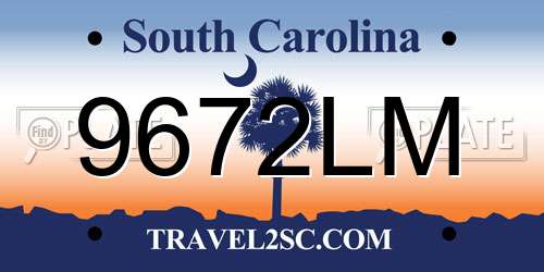 9672LM South Carolina License Plate