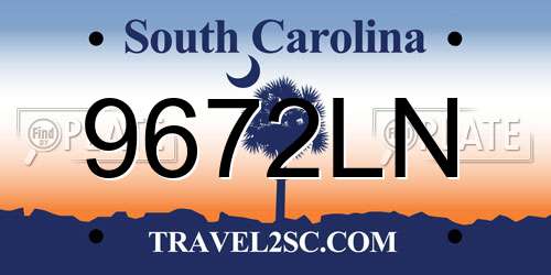 9672LN South Carolina License Plate