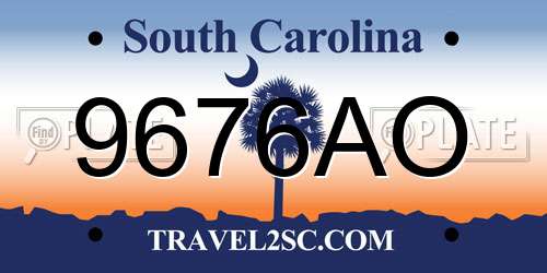 9676AO South Carolina License Plate