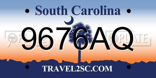 9676AQ South Carolina License Plate