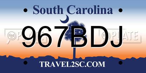 967BDJ South Carolina License Plate