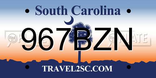 967BZN South Carolina License Plate