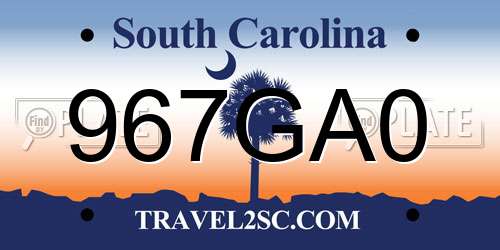 967GA0 South Carolina License Plate